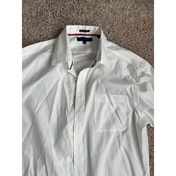 Tommy Hilfiger Regular Fit Non Iron Button Down White Shirt 16 1/2 - Picture 1 of 3